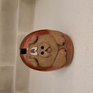 Stoneware Pig Piggy Bank Pottery Signed